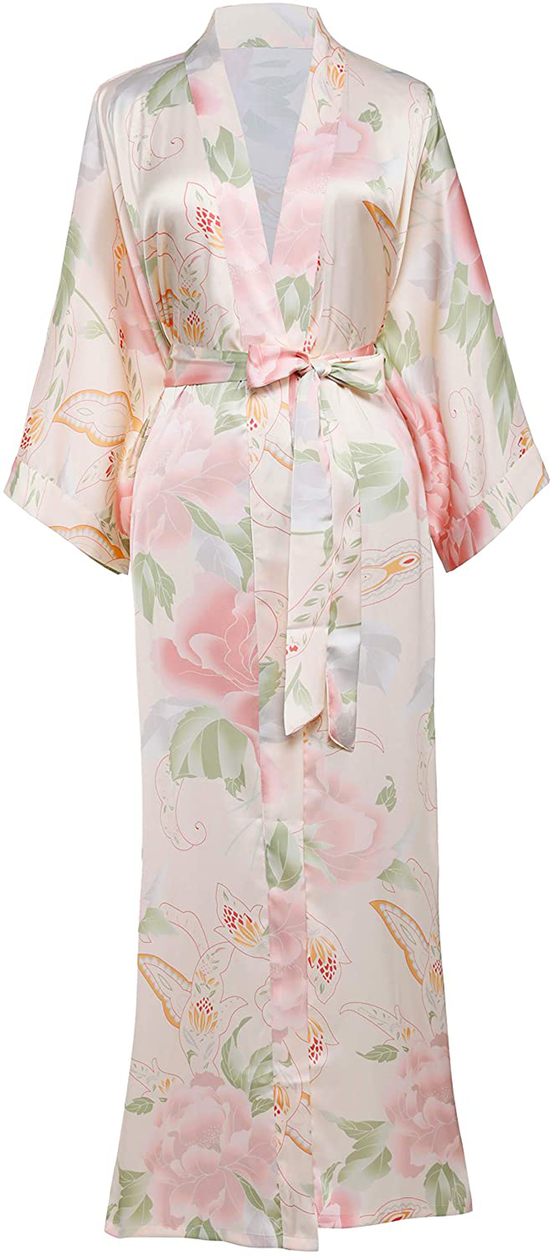 BABEYOND Long Print Kimono Robe Blouse Kimono Cover up Loose Cardigan Top Outwear Apparel & Accessories > Clothing > Sleepwear & Loungewear > Robes KYLIE MAX Yellow  