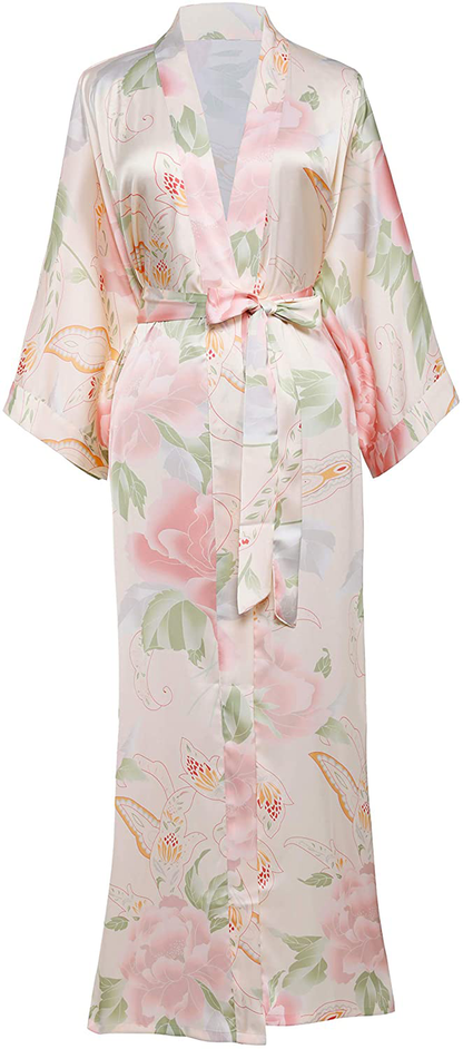 BABEYOND Long Print Kimono Robe Blouse Kimono Cover up Loose Cardigan Top Outwear Apparel & Accessories > Clothing > Sleepwear & Loungewear > Robes KYLIE MAX Yellow  