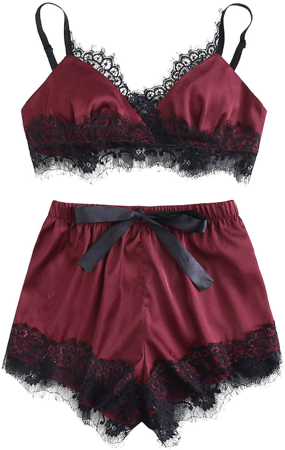Sweatyrocks Women'S Lace Trim Underwear Lingerie Straps Bralette and Panty Set Apparel & Accessories > Clothing > Sleepwear & Loungewear Kylie Max   