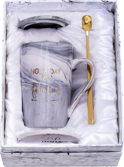 Jumway Not A Day Over Fabulous Mug - Birthday Gifts for Women - Funny Birthday Gift Ideas for Her,Friends, Coworkers, Her, Wife, Mom, Daughter, Sister, Aunt Ceramic Marble Mug 14 Oz Pink Arts & Entertainment > Party & Celebration > Gift Giving Jumway B--Grey  