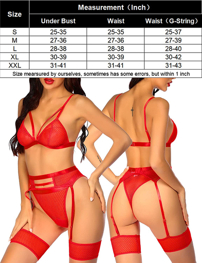 Avidlove Women Sexy Lingerie Set with Garter Belts and Leg Garter Mesh Bra and Panty Sets Lace Teddy Apparel & Accessories > Clothing > Underwear & Socks > Lingerie Avidlove   