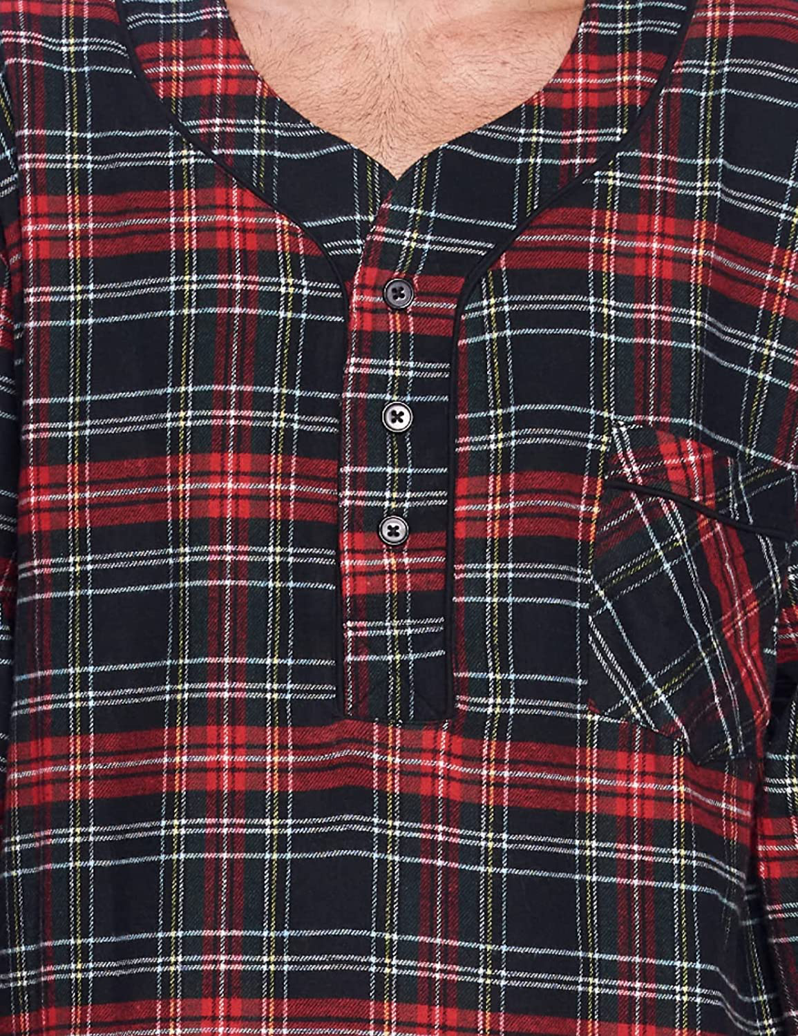 Ashford & Brooks Mens Flannel Plaid Long Sleep Shirt Henley Nightshirt Apparel & Accessories > Clothing > Sleepwear & Loungewear > Nightgowns Kylie Max   