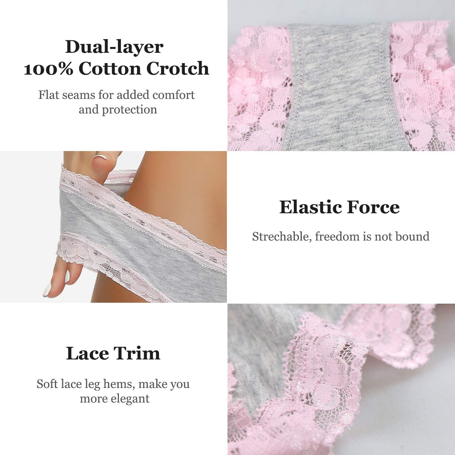 LYYTHAVON Women’S Underwear Soft Breathable Cotton Brief Ladies Panties 5-Pack Apparel & Accessories > Clothing > Underwear & Socks > Underwear LYYTHAVON   