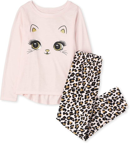 The Children'S Place Girls Long Sleeve Cat Leopard Pajamas Apparel & Accessories > Clothing > Sleepwear & Loungewear > Pajamas Kylie Max   