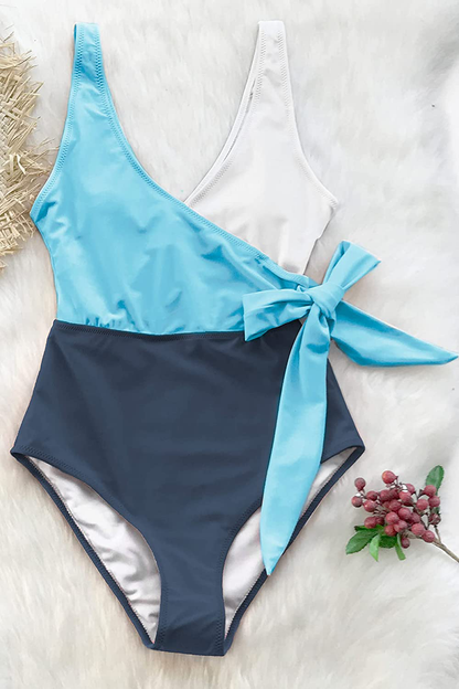 CUPSHE Women'S One Piece Swimsuit Wrap Color Block Tie Side Bathing Suit Apparel & Accessories > Clothing > Swimwear Kylie Max   