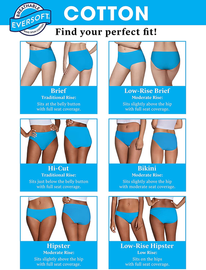 Fruit of the Loom Women'S Eversoft Cotton Brief Underwear (Regular & plus Size) Apparel & Accessories > Clothing > Underwear & Socks > Underwear Fruit of the Loom   