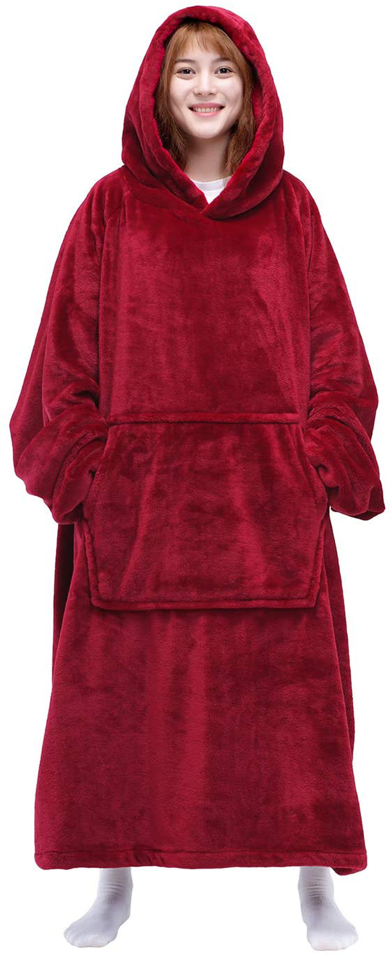 Waitu Wearable Blanket Sweatshirt for Women and Men, Super Warm and Cozy Giant Blanket Hoodie, Thick Flannel Blanket with Sleeves and Giant Pocket - Dark Gray Arts & Entertainment > Party & Celebration > Gift Giving Waitu K Adult 