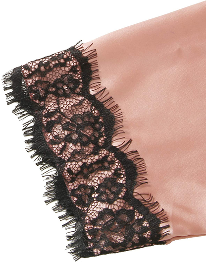 WDIRARA Women'S 4 Pieces Satin Floral Lace Cami Top Lingerie Pajama Set with Robe Apparel & Accessories > Clothing > Underwear & Socks > Lingerie WDIRARA   