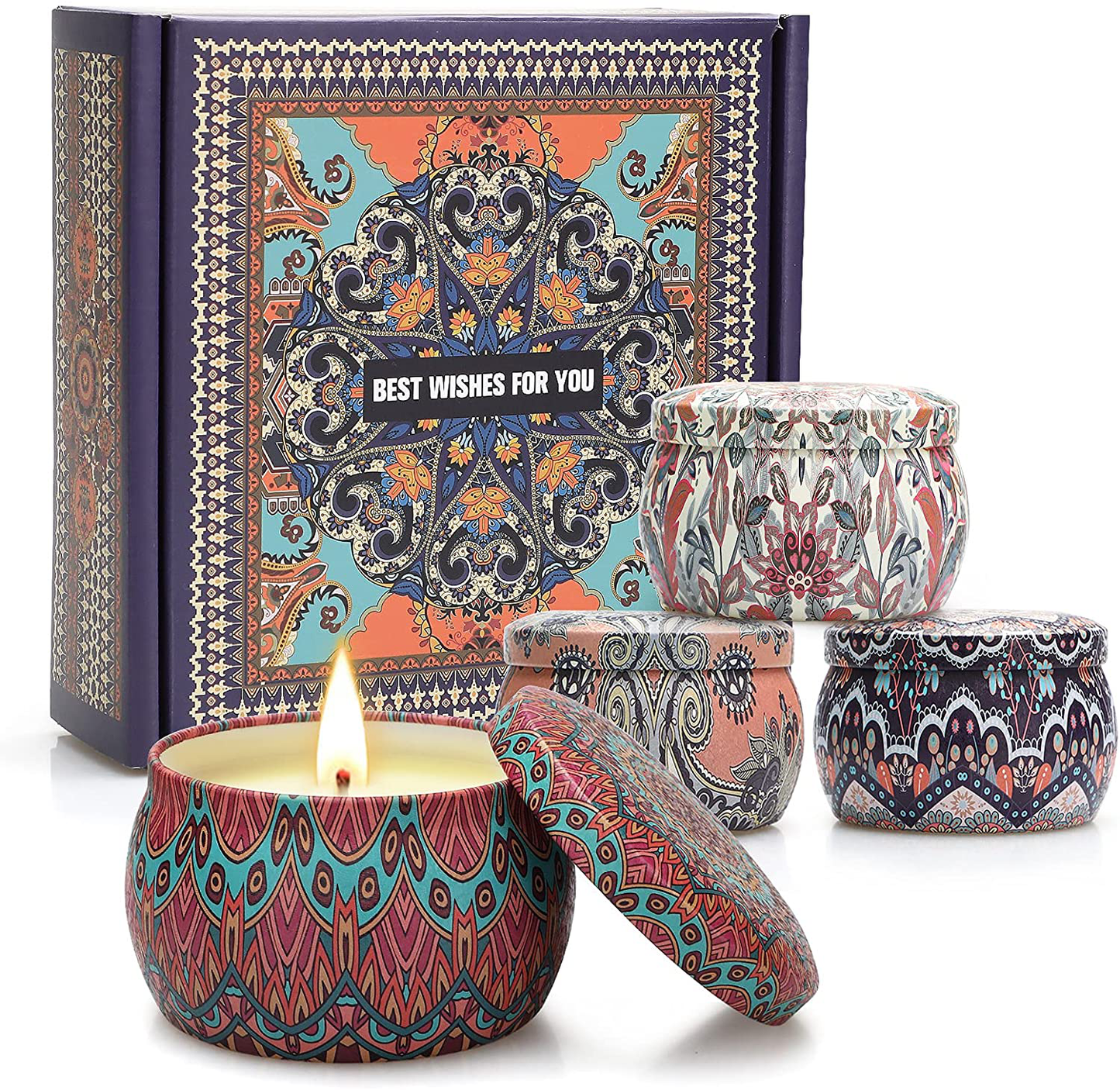 Scented Candle Gifts for Women, 4 Pack 4.4 oz Aromatherapy Candles, Stress Relief Gifts for Girlfriend, Teacher, Mom, Anniversary, Birthday Arts & Entertainment > Party & Celebration > Gift Giving Feibao Dark Purple  