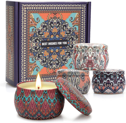 Scented Candle Gifts for Women, 4 Pack 4.4 oz Aromatherapy Candles, Stress Relief Gifts for Girlfriend, Teacher, Mom, Anniversary, Birthday Arts & Entertainment > Party & Celebration > Gift Giving Feibao Dark Purple  