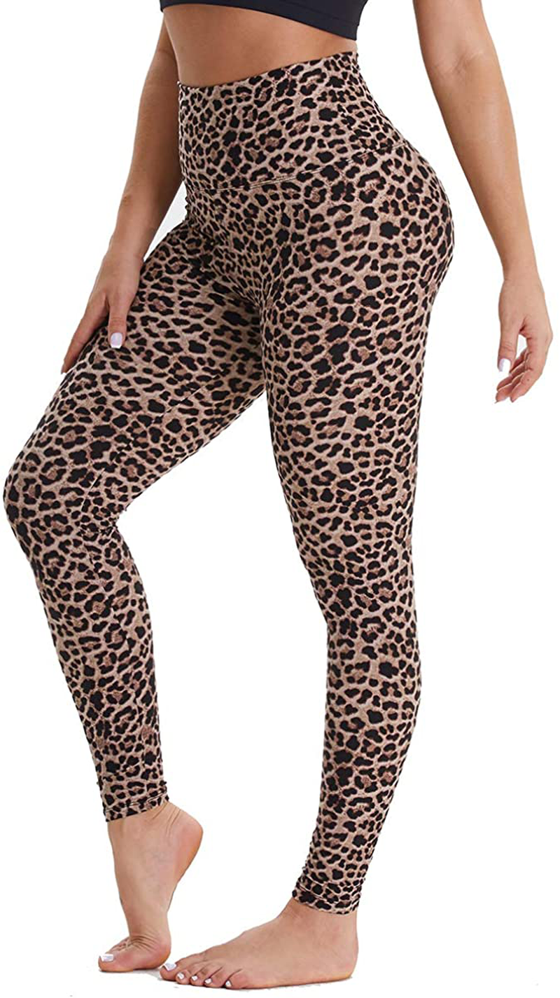 Gayhay High Waisted Leggings for Women - Soft Opaque Slim Tummy Control Printed Pants for Running Cycling Yoga Apparel & Accessories > Clothing > Activewear GAYHAY Brown Leopard XX-Large 