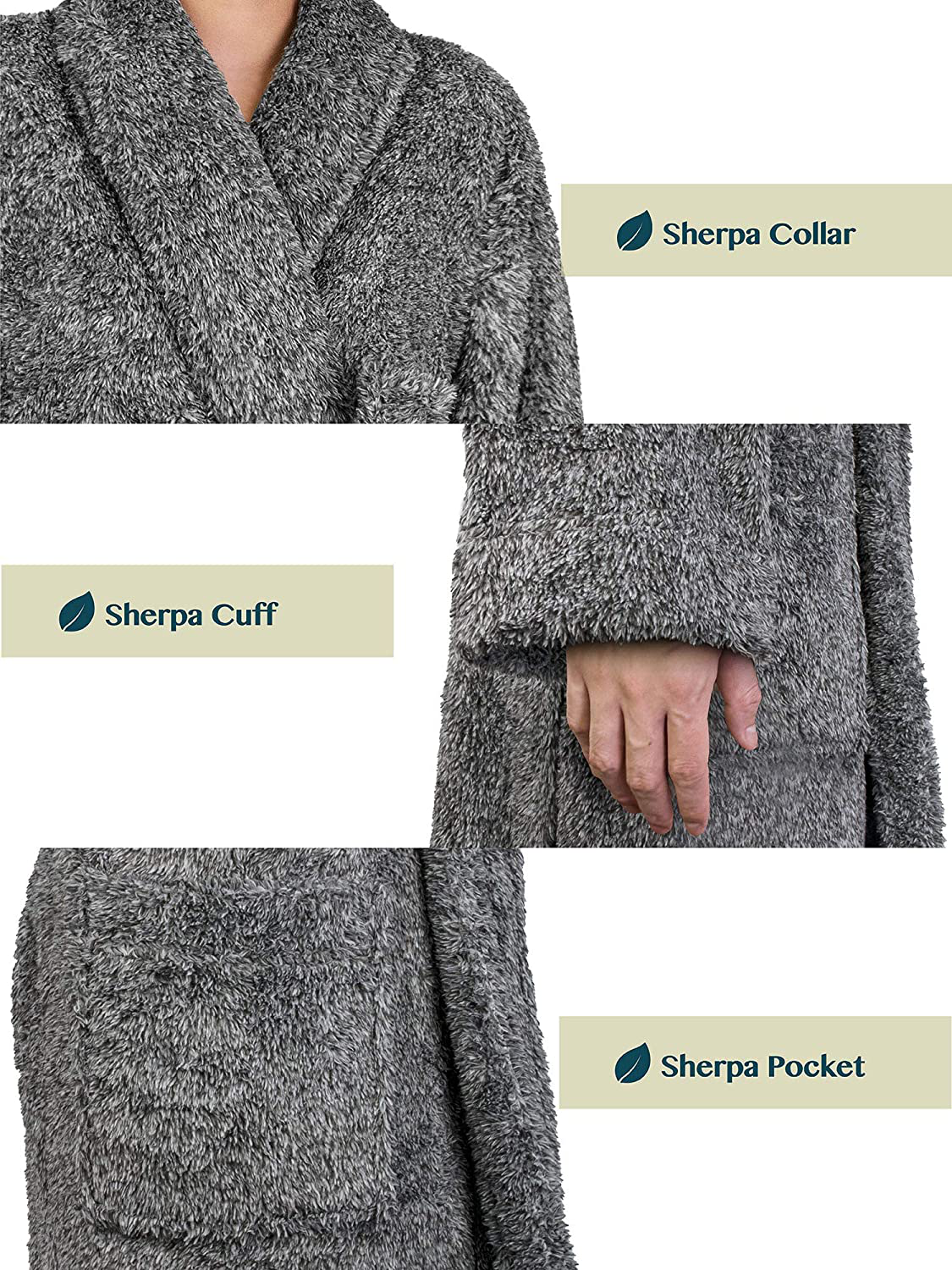 PAVILIA Mens Fleece Sherpa Robe | Soft Warm Shaggy Bathrobe for Men, Plush Spa Robe Apparel & Accessories > Clothing > Sleepwear & Loungewear > Robes Kylie Max   