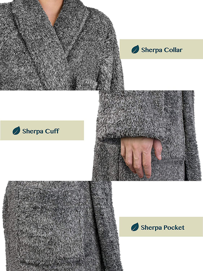 PAVILIA Mens Fleece Sherpa Robe | Soft Warm Shaggy Bathrobe for Men, Plush Spa Robe Apparel & Accessories > Clothing > Sleepwear & Loungewear > Robes Kylie Max   