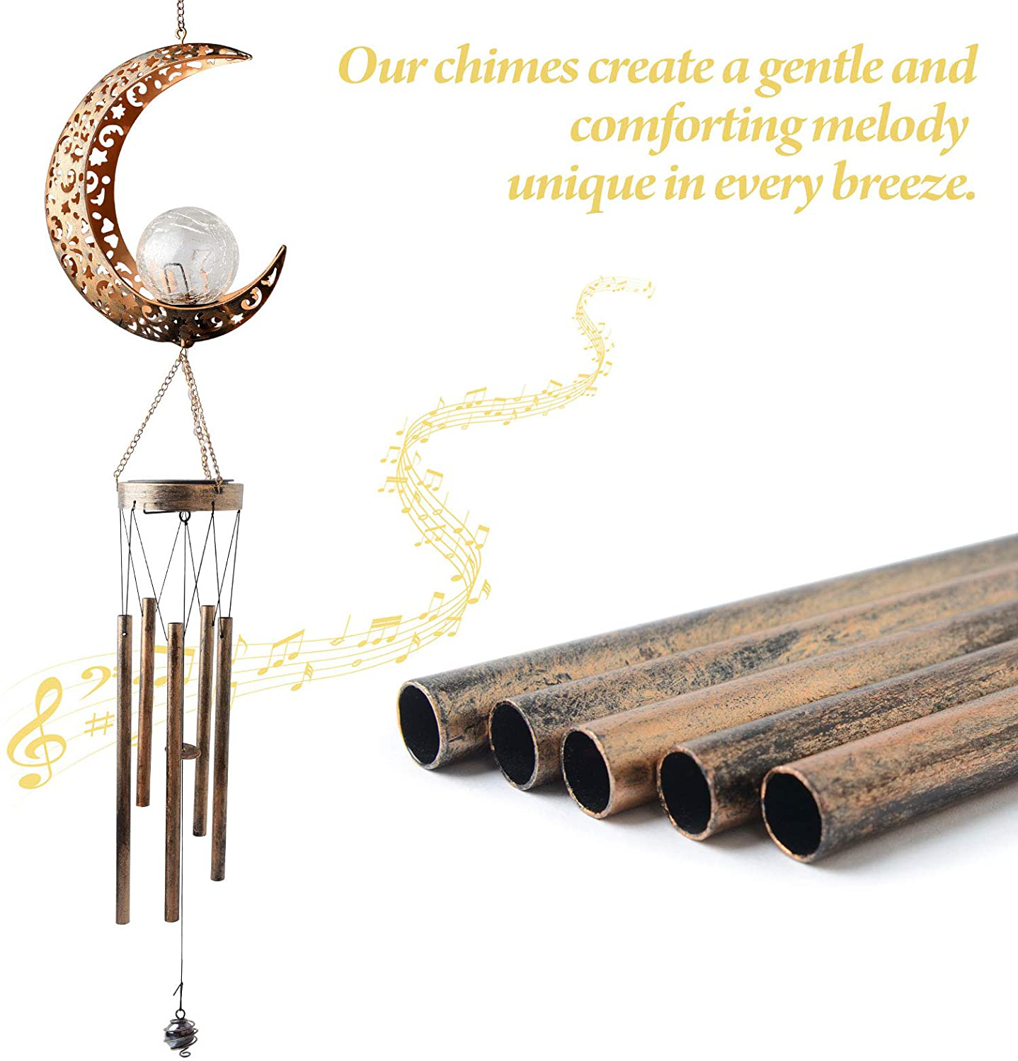 Moon Decor Gift for fathe, Moon Glass Ball Wind Chimes,windchimes Outdoor Gift for mom, Dad Gift, Grandma,, Christmas Decorations Christmas Decor Christmas Solar Light Arts & Entertainment > Party & Celebration > Gift Giving zhengshizuo   