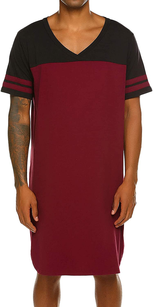 Ekouaer Nightgowns Mens V Neck Long Sleeve Sleepwear Big&Tall Pajama Sleeping Wear Loungewear Nightshirts M-XXXL Apparel & Accessories > Clothing > Sleepwear & Loungewear > Nightgowns Kylie Max   