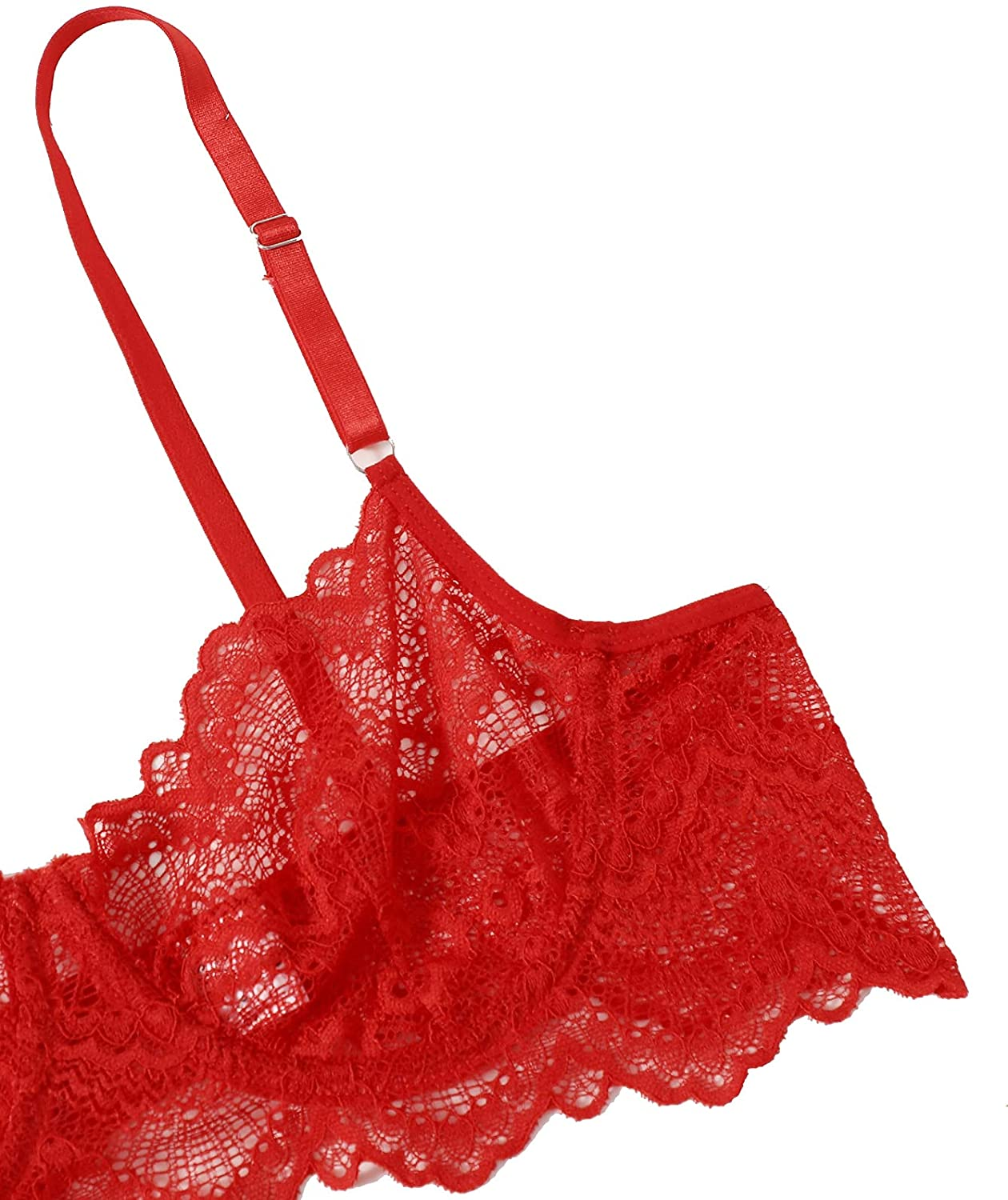 Shein Women'S 3 Piece Floral Lace Lingerie Set with Garter Belts Sexy Bra and Panty Apparel & Accessories > Clothing > Underwear & Socks > Lingerie SheIn   