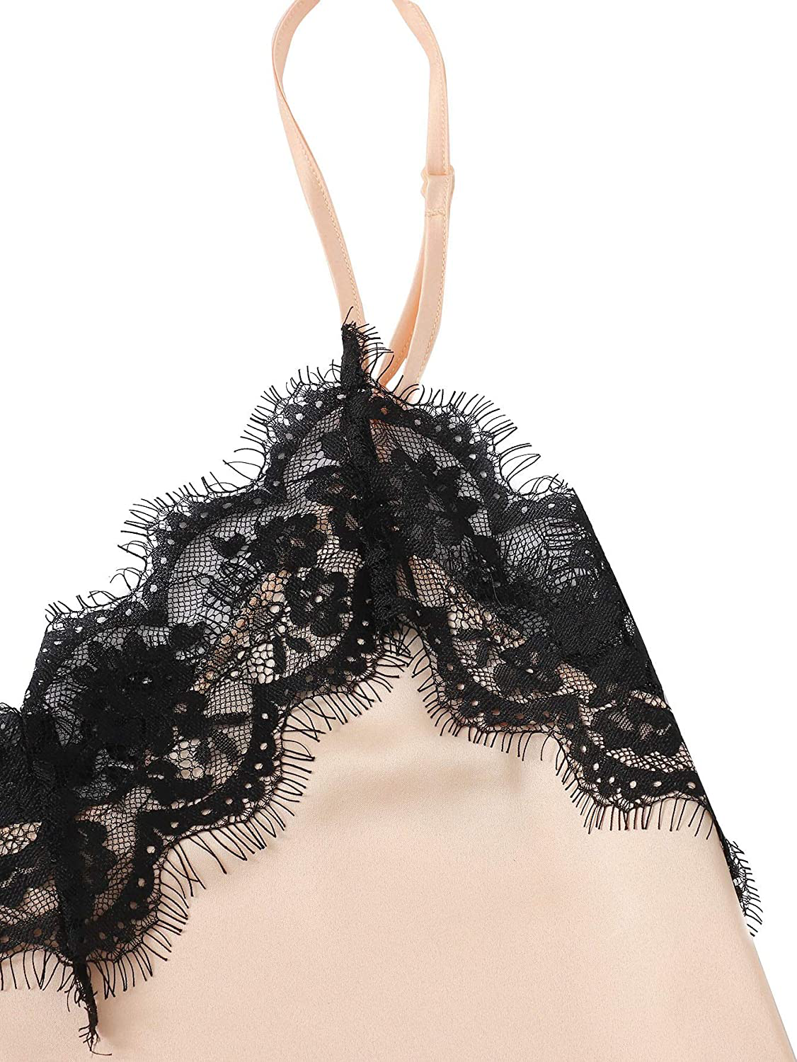 Makemechic Women'S Lace Satin Sleepwear Cami Top and Shorts Pajama Set Apparel & Accessories > Clothing > Sleepwear & Loungewear Kylie Max   