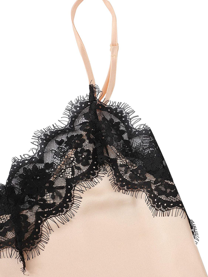 Makemechic Women'S Lace Satin Sleepwear Cami Top and Shorts Pajama Set Apparel & Accessories > Clothing > Sleepwear & Loungewear Kylie Max   