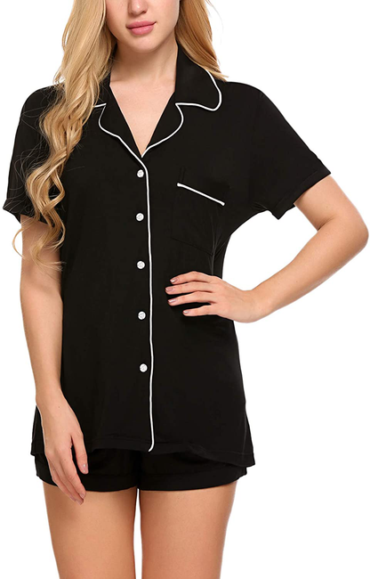 Ekouaer Pajamas Women Short Sleeve Sleepwear Button down Loungewear Soft Summer Pjs Shorts Set Apparel & Accessories > Clothing > Sleepwear & Loungewear > Pajamas Kylie Max   