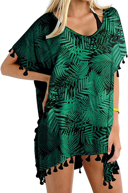 GDKEY Women Chiffon Tassel Swimsuit Bikini Stylish Beach Cover Up Apparel & Accessories > Clothing > Swimwear Kylie Max   