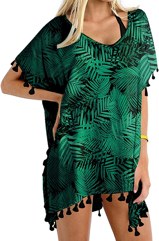 GDKEY Women Chiffon Tassel Swimsuit Bikini Stylish Beach Cover Up Apparel & Accessories > Clothing > Swimwear Kylie Max   