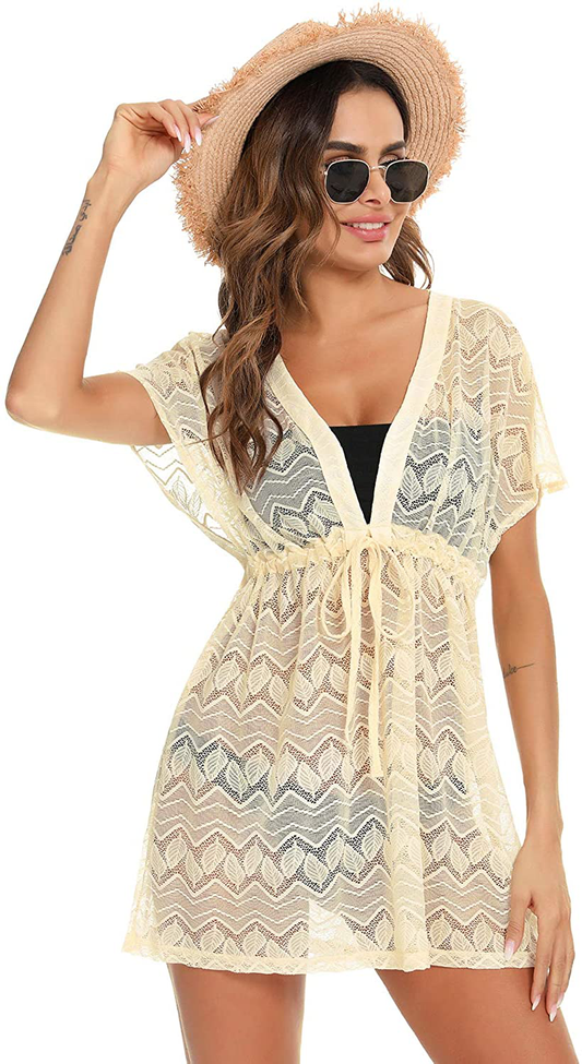 EISHOPEER Women'S Bathing Suit Cover Ups Sexy Swimwear Lace Beach Bikini Cover-Ups Apparel & Accessories > Clothing > Swimwear Kylie Max   
