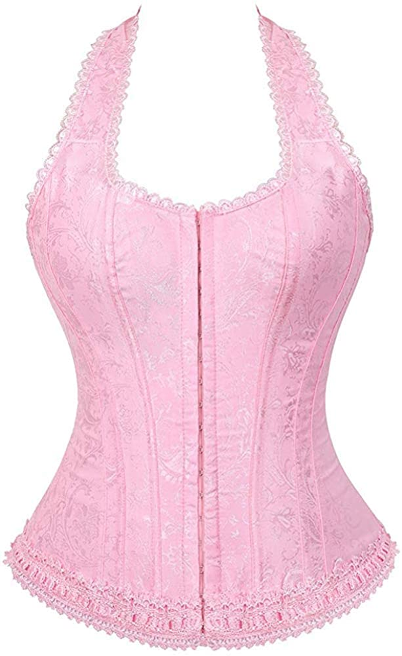 Blidece Women'S Sexy Boned Lace up Push up Shapewear Top Overbust Corset Bustier Apparel & Accessories > Clothing > Underwear & Socks > Lingerie Blidece Pink Small 