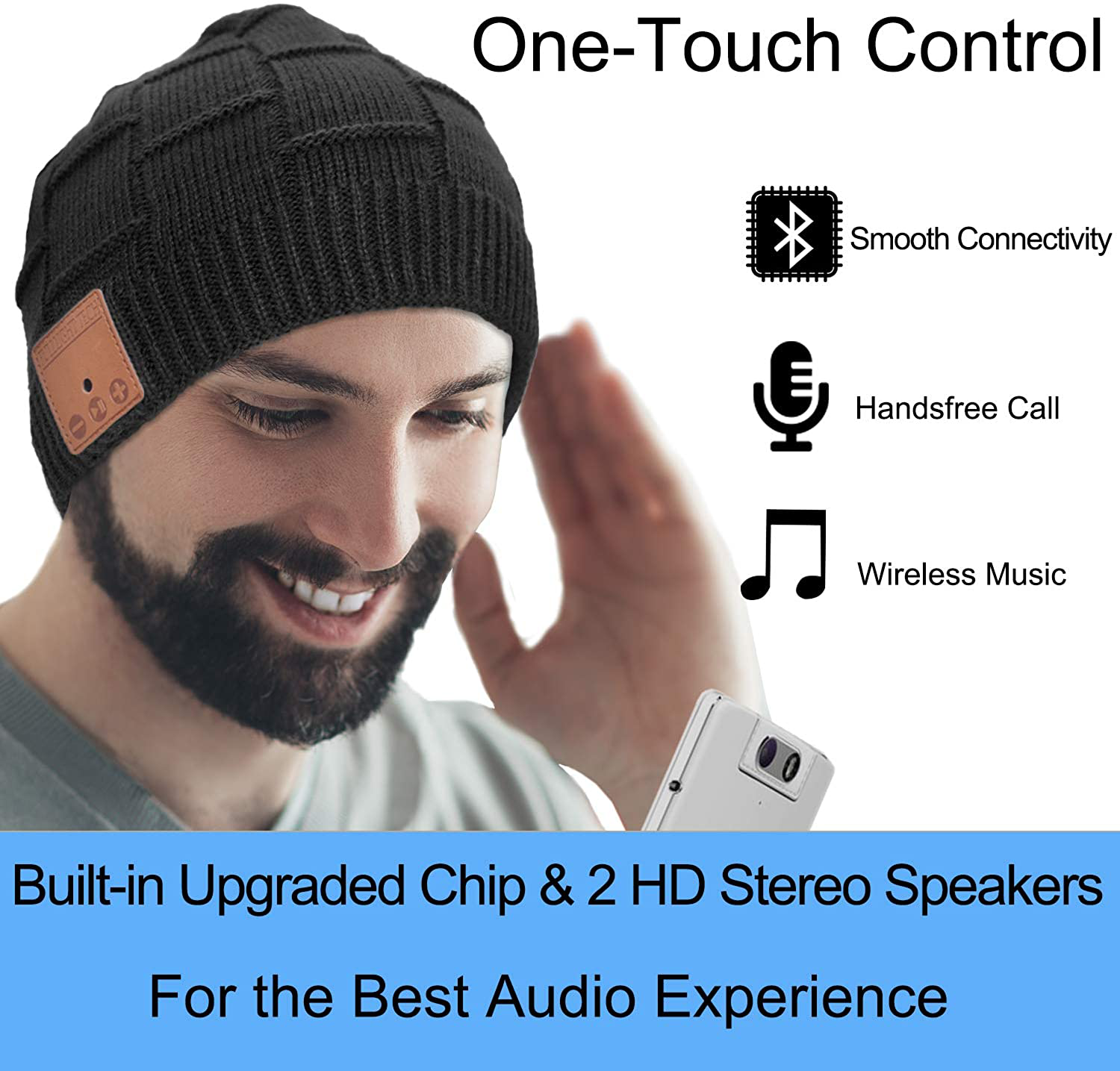 Upgraded Bluetooth Beanie Hat with Headphones Unique Tech Gifts Arts & Entertainment > Party & Celebration > Gift Giving FULLLIGHT TECH   