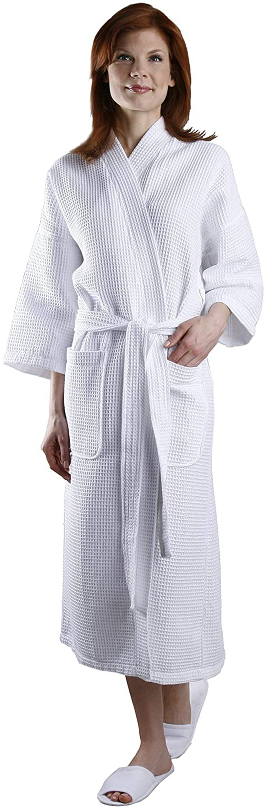 Square Waffle Spa Kimono Robe - Soft Light Hotel Bathrobe by Monarch/Cypress Apparel & Accessories > Clothing > Sleepwear & Loungewear > Robes Kylie Max   