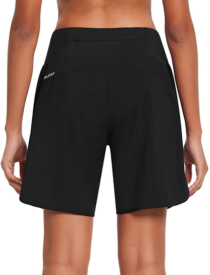BALEAF Women'S 7 Inches Long Running Shorts with Liner Lounge Sport Gym Shorts Back Zipper Pocket Apparel & Accessories > Clothing > Shorts Kylie Max   