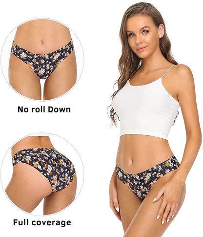 GNEPH Women'S Seamless Underwear No Show Panties Soft Stretch Bikini Ladies Hipster Underwears 5Pack Apparel & Accessories > Clothing > Underwear & Socks > Underwear GNEPH   