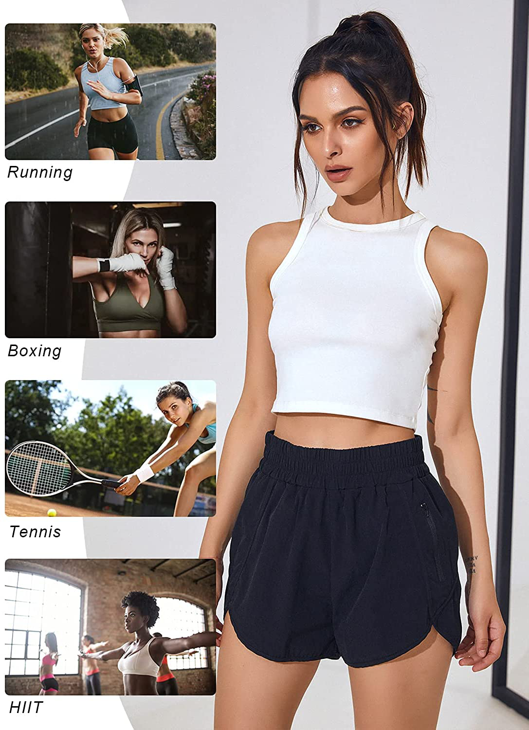 Blooming Jelly Womens High Waisted Running Shorts Athletic Workout Shorts Quick Dry Pants with Zipper Pocket Apparel & Accessories > Clothing > Shorts Kylie Max   