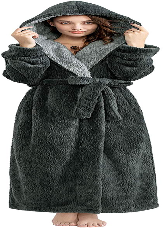 Robes for Women with Hood Long Soft Warm Full Length Sleepwear Luxurious Plush Fleece Winter Ladies Robes Apparel & Accessories > Clothing > Sleepwear & Loungewear > Robes Kylie Max   