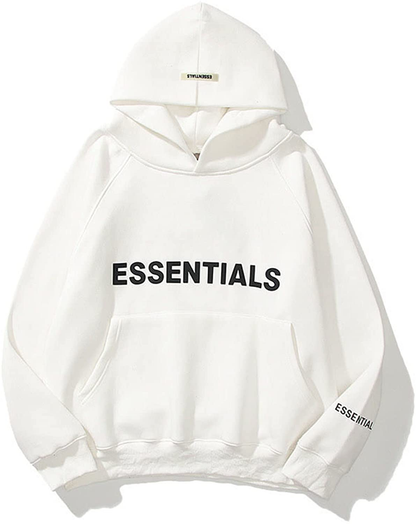 Unisex Essentials Hoodie Letter Print Loose Fit Hooded Sweatshirt Long Sleeve Casual Pullover Hoodie for Women Men Apparel & Accessories > Clothing > Activewear Kylie Max   