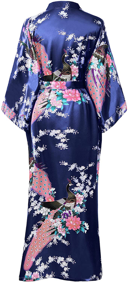 BABEYOND Women'S plus Size Kimono Robe Long Robes with Peacock and Blossoms Printed plus Size Kimono Outfit Apparel & Accessories > Clothing > Sleepwear & Loungewear > Robes KYLIE MAX   