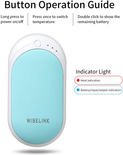 Wiselink Rechargeable Hand Warmer, 5200mAh Electric Hand Warmers Reusable, Portable USB Power Bank, Double-Sided Quick Heating Handwarmer for Hunting, Golf, Camping, Skiing, Winter Gift for Women, Men Arts & Entertainment > Party & Celebration > Gift Giving Wiselink   