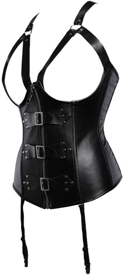 Blidece Women'S Fashion PU Leather Halter Shoulder Straps Underbust Corset Top Apparel & Accessories > Clothing > Underwear & Socks > Lingerie Blidece   