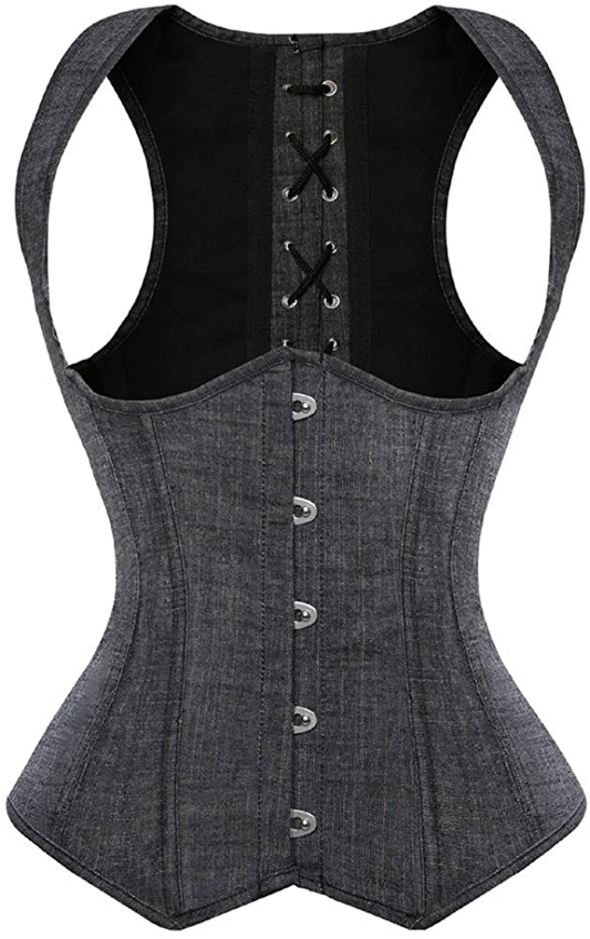 Frawirshau Women'S Gothic Steampunk Corset Bustier Waist Cincher Underbust Corset Vest Tank Top Apparel & Accessories > Clothing > Underwear & Socks > Lingerie frawirshau Grey-840 XX-Large 
