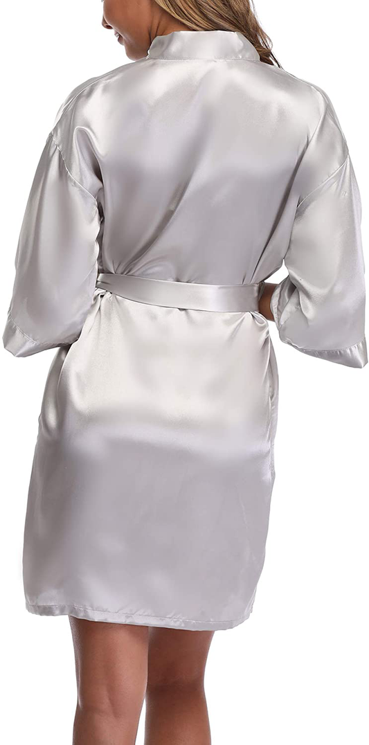 Silky Bridesmaid Robes, Satin Kimono Robe for Women, Pure Colour, Short Apparel & Accessories > Clothing > Sleepwear & Loungewear > Robes ANDOLLY   