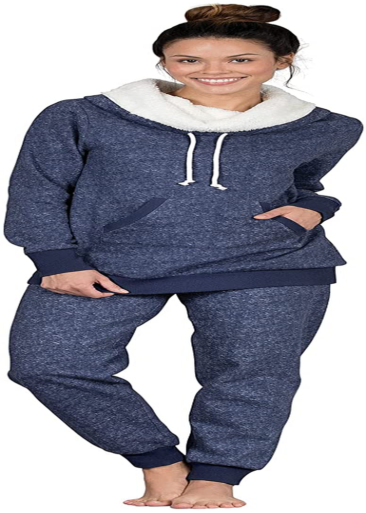 PajamaGram Soft Fleece Pajamas Women - Womens Pajama Sets Apparel & Accessories > Clothing > Sleepwear & Loungewear > Pajamas PajamaGram Heathered Navy Small 
