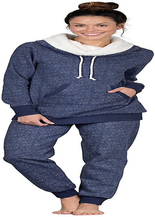 PajamaGram Soft Fleece Pajamas Women - Womens Pajama Sets Apparel & Accessories > Clothing > Sleepwear & Loungewear > Pajamas PajamaGram Heathered Navy Small 