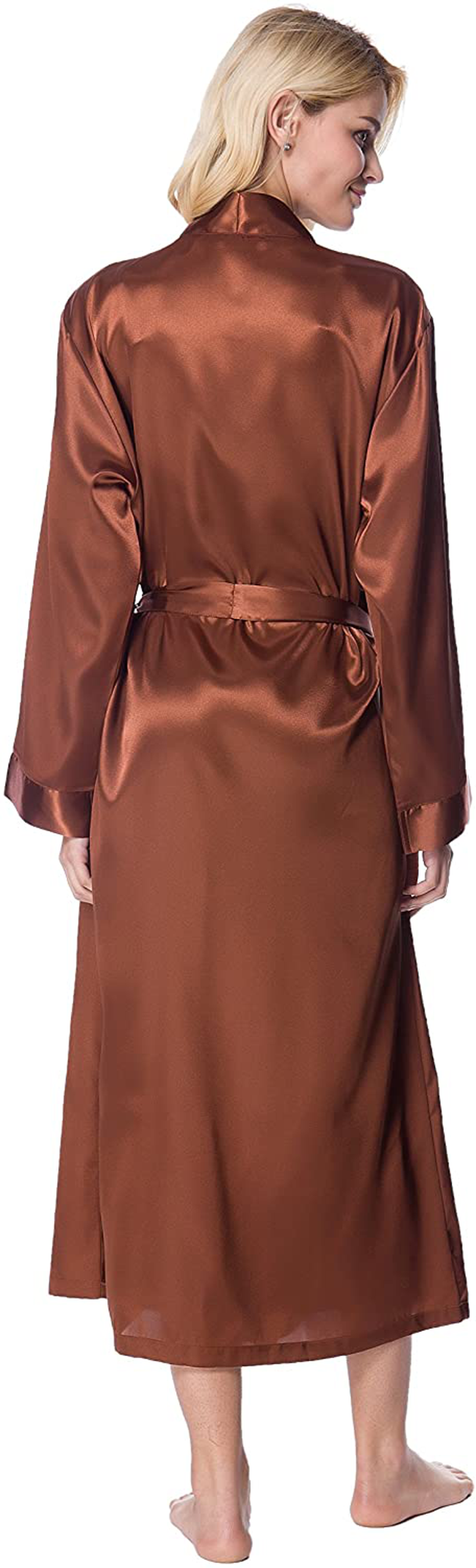 Lavenderi Women'S Long Classic Satin Kimono Lounge Bathrobe Robe Apparel & Accessories > Clothing > Sleepwear & Loungewear > Robes Lavenderi   