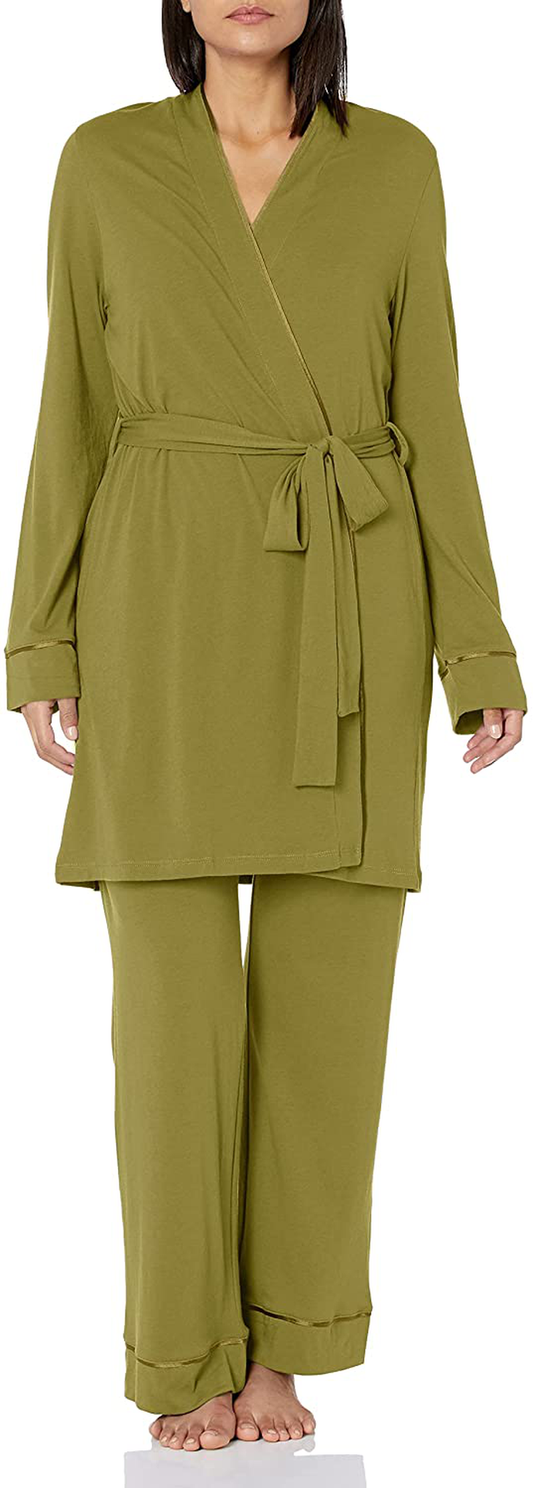 Cosabella Women'S Bella Curvy Racerback Cami Robe & Pant Pajama Set, Deep Ruby/Deep Ruby, Petite Apparel & Accessories > Clothing > Sleepwear & Loungewear Kylie Max   