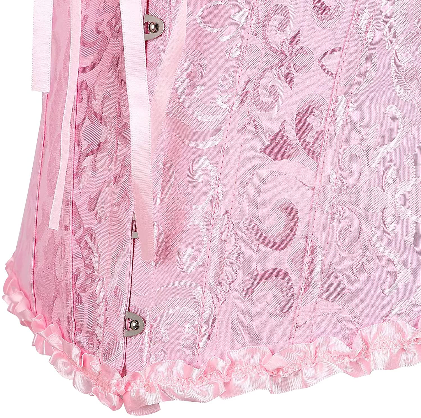 Corset Top Bustier Women'S Overbust Satin Floral Lace up Trim plus Size Bodyshaper Apparel & Accessories > Clothing > Underwear & Socks > Lingerie KYLIE MAX   