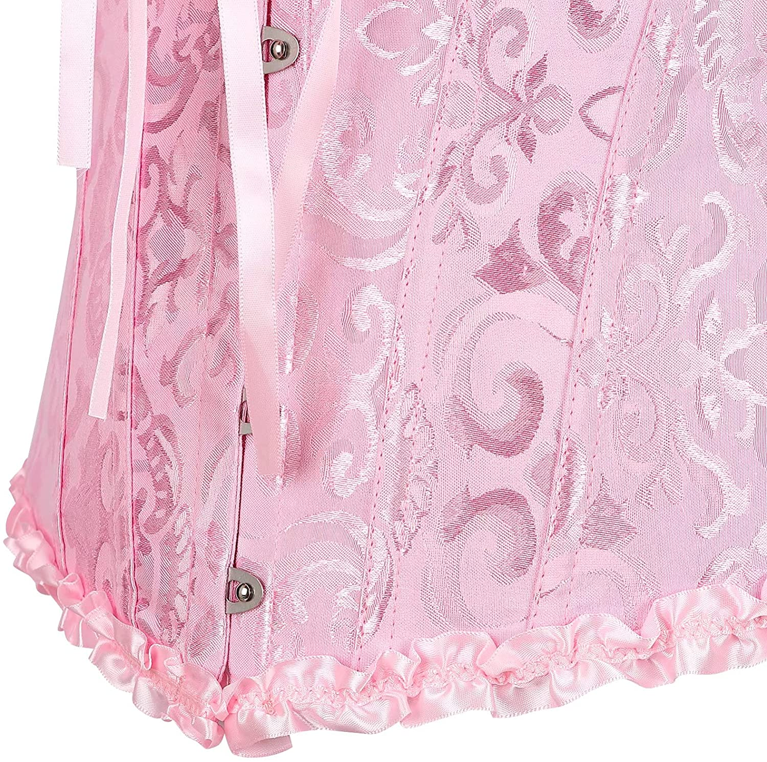 Corset Top Bustier Women'S Overbust Satin Floral Lace up Trim plus Size Bodyshaper Apparel & Accessories > Clothing > Underwear & Socks > Lingerie KYLIE MAX   