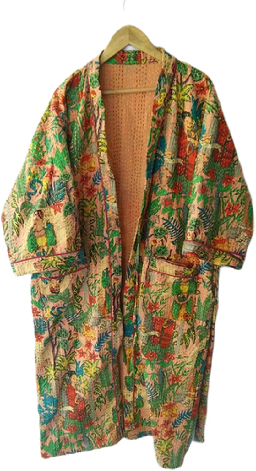Handmade Kimono Cardigan Kantha Work Robes Front Shirt Open Japanese Kimono Bridesman Robes Kimono Cardigan Beach Wear Maternity Cotton Robe Floral Kimono by RANJANACRAFT. Apparel & Accessories > Clothing > Sleepwear & Loungewear > Robes Generic   