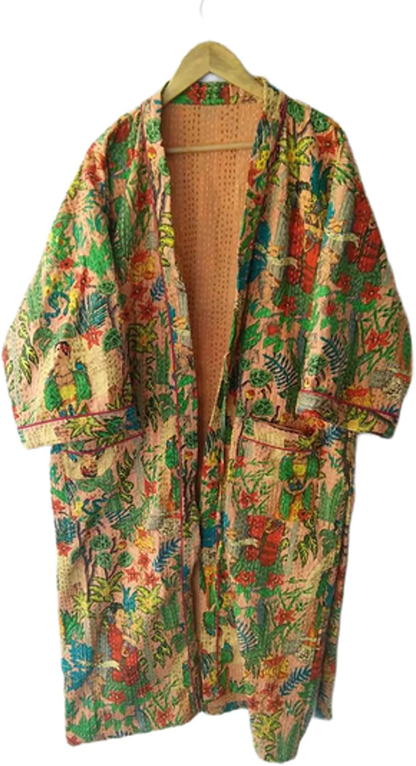 Handmade Kimono Cardigan Kantha Work Robes Front Shirt Open Japanese Kimono Bridesman Robes Kimono Cardigan Beach Wear Maternity Cotton Robe Floral Kimono by RANJANACRAFT. Apparel & Accessories > Clothing > Sleepwear & Loungewear > Robes Generic   