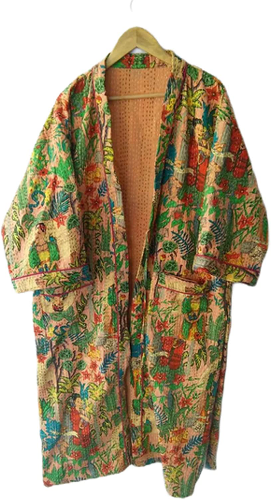 Handmade Kimono Cardigan Kantha Work Robes Front Shirt Open Japanese Kimono Bridesman Robes Kimono Cardigan Beach Wear Maternity Cotton Robe Floral Kimono by RANJANACRAFT. Apparel & Accessories > Clothing > Sleepwear & Loungewear > Robes Generic   