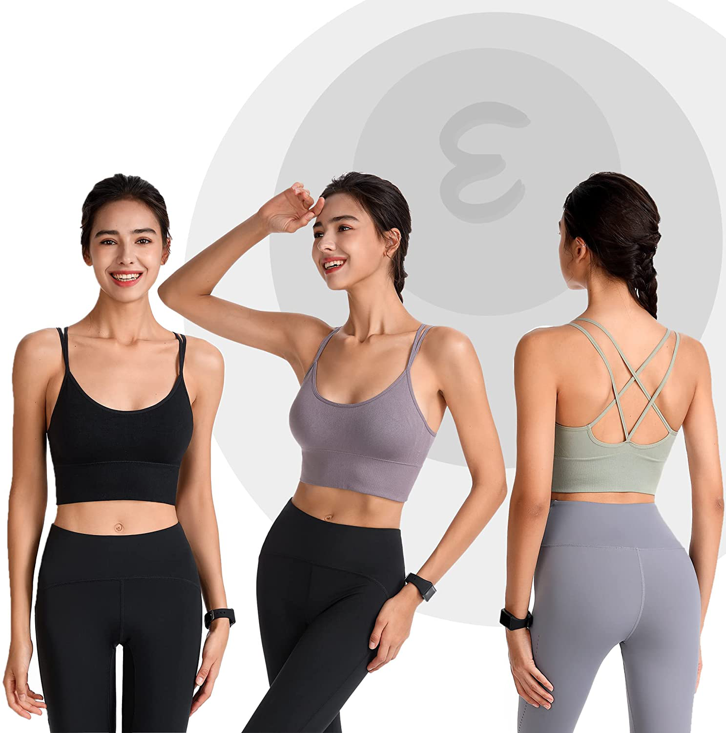 Evercute Cross Back Sport Bras Padded Strappy Criss Cross Cropped Bras for Yoga Workout Fitness Low Impact Apparel & Accessories > Clothing > Underwear & Socks > Bras Kylie Max   