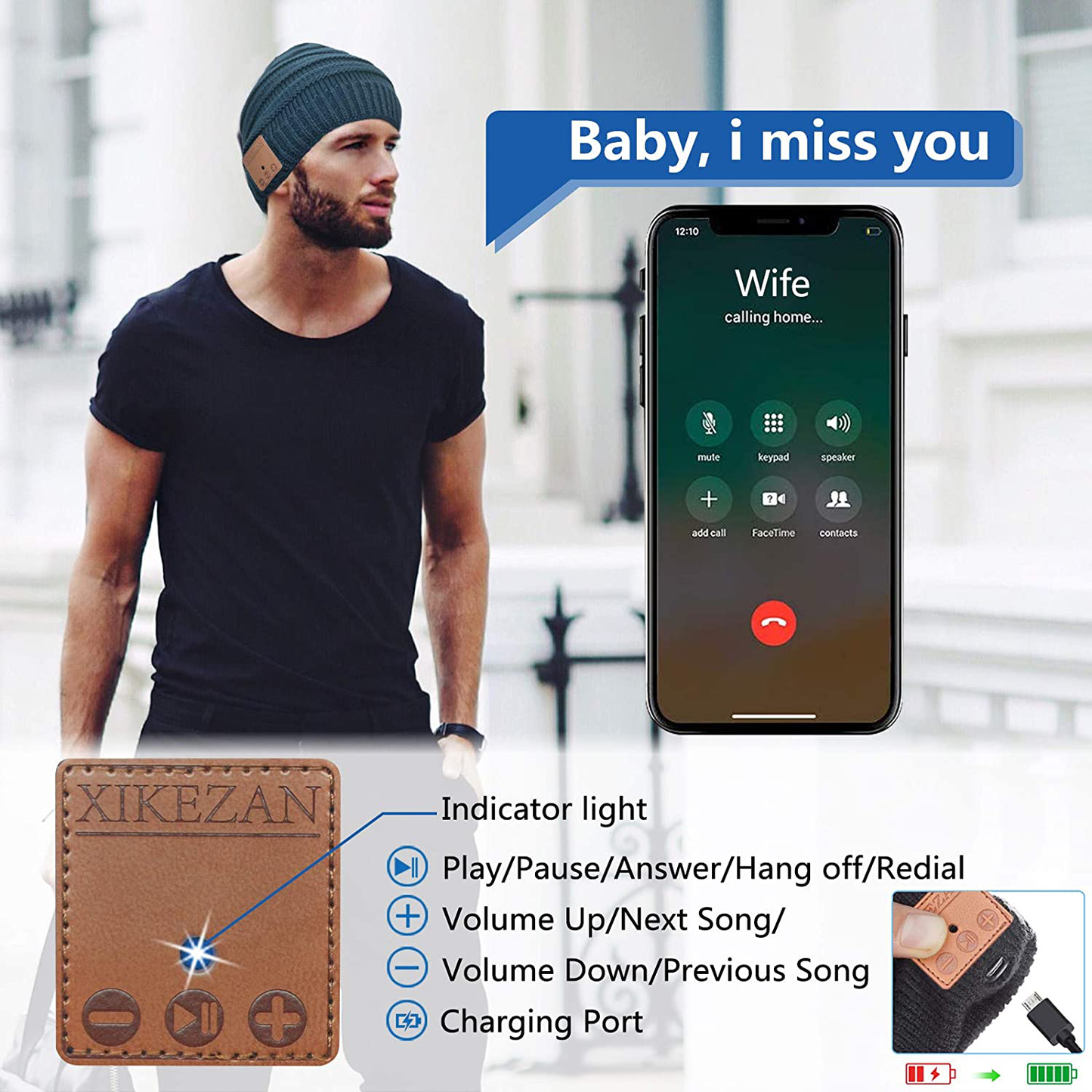 Bluetooth Beanie Novelty Headwear Christmas Stocking Stuffer Gifts for Men Women Arts & Entertainment > Party & Celebration > Gift Giving XIKEZAN   